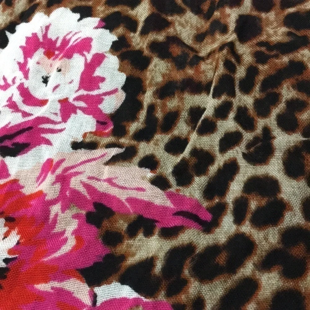 Victoria's Secret Leopard Floral Scarf Wrap Shawl Pink Brown NWT